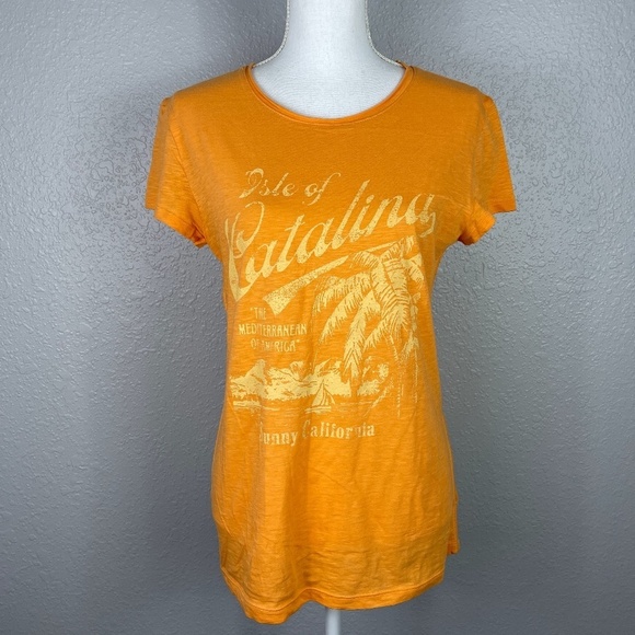Women's Merona Orange Graphic short sleeve shirt size Large - Picture 1 of 9